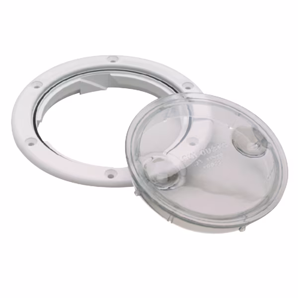 Polypropylene Twist 'N' Lock Deck Plate, w/Clear Insert, Hole: 4-1/2